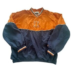 Illinois Men's Fighting Illini V-Neck Pullover Lined Windbreaker Orange Sz Small